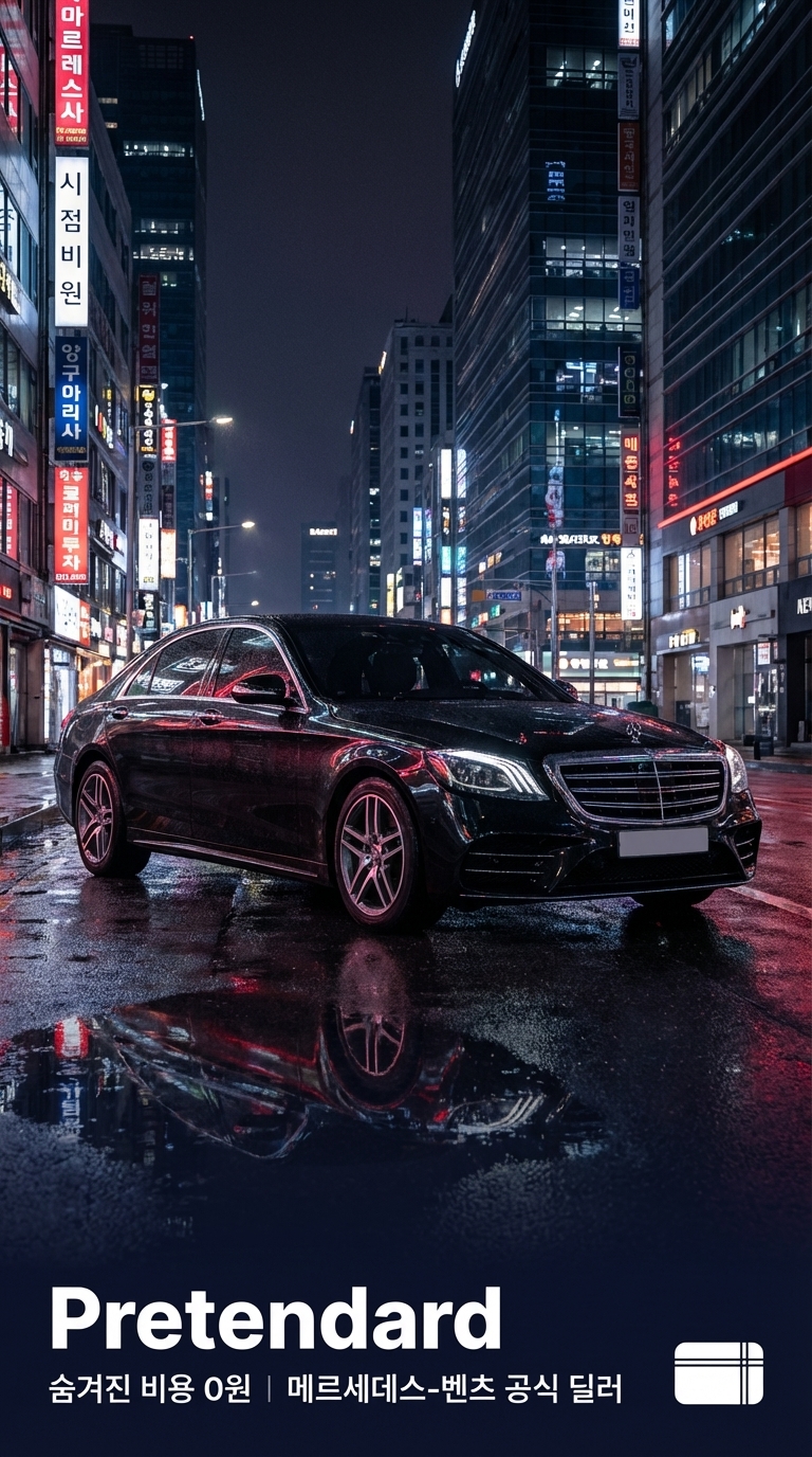 메르세데스-벤츠 공식 딜러 장기렌트 - KCC오토그룹 플러스렌터카 야경 광고 이미지