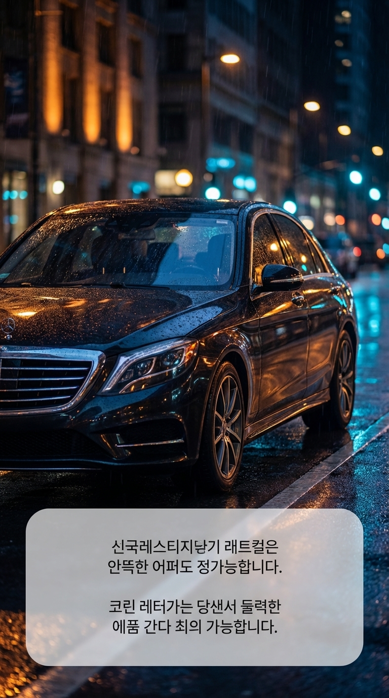 야간 도시 배경의 프리미엄 수입차 장기렌트 광고 이미지